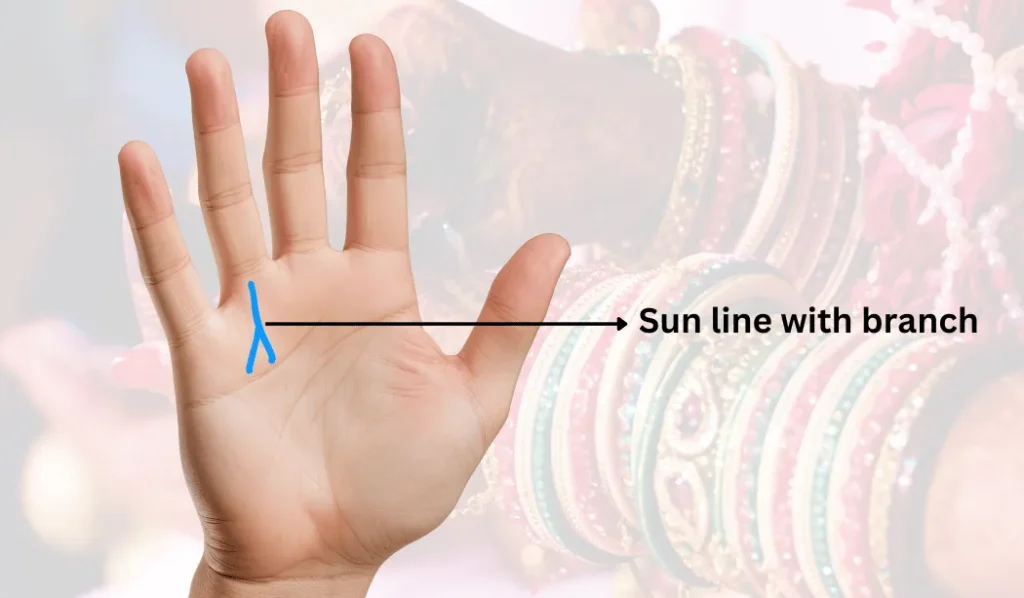 a branched sun line can determine a successful love marriage